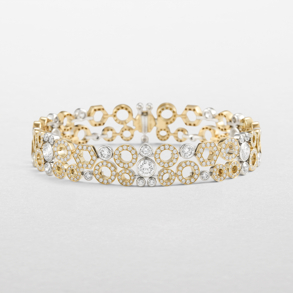 bracciale in oro bianco, rosa e diamanti