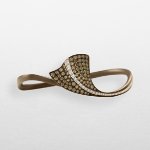 Bracelet in chocolate titanium, rose gold and diamonds