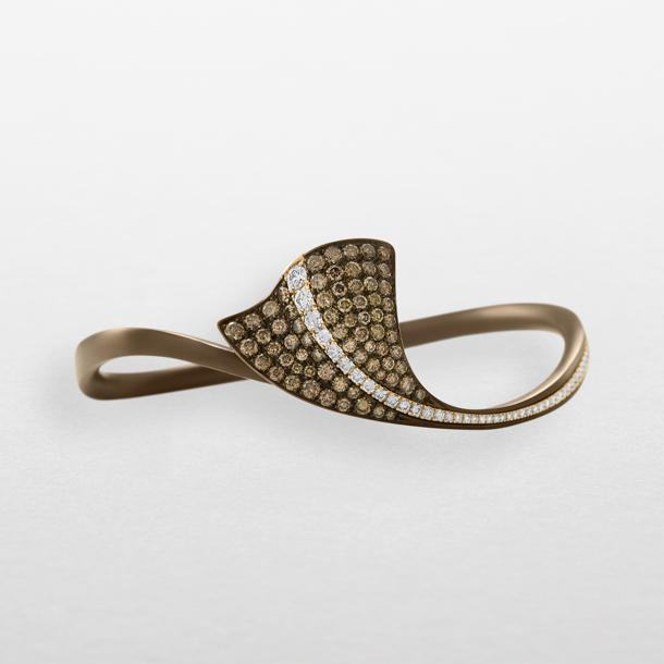 Bracelet in chocolate titanium, rose gold and diamonds