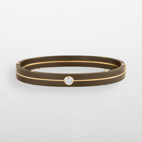 bracciale in titanio chocolate, oro rosa e diamante
