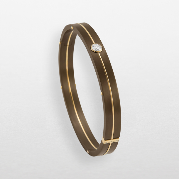 Bracelet in chocolate titanium, rose gold and diamond