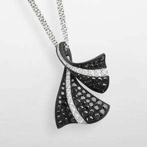 Necklace in black titanium, white gold and diamonds
