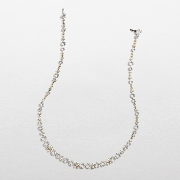 girocollo in oro bianco, rosa e diamanti