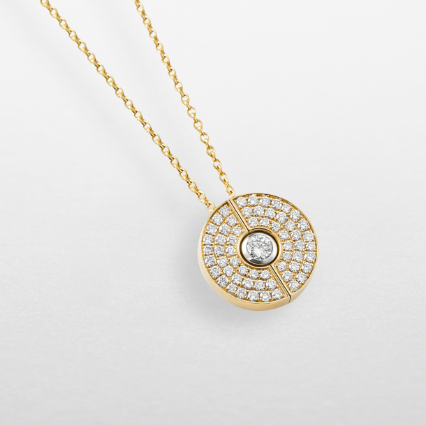 girocollo in oro rosa, bianco e diamanti