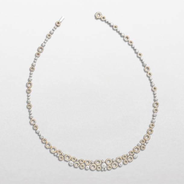 Necklace in white and rose gold with diamonds
