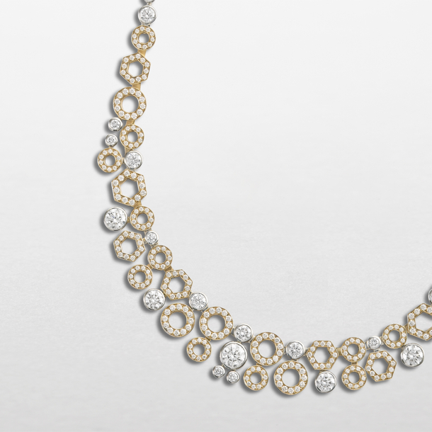 Necklace in white and rose gold with diamonds