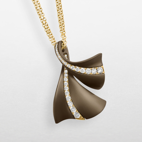 Necklace in chocolate titanium, rose gold and diamonds