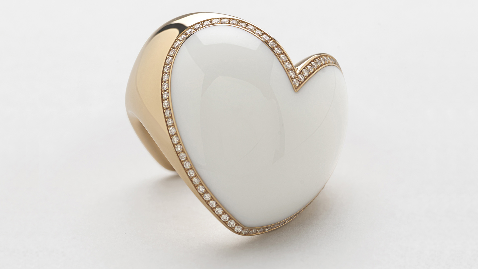 Anello in oro rosa con diamanti che abbracciano il kogolong forma a cuore - LIKE ME INTRO