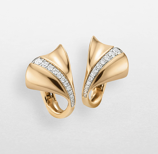 Orecchini Ginkgo da donna in oro rosa e oro bianco con diamanti taglio brillante – Giorgio Visconti