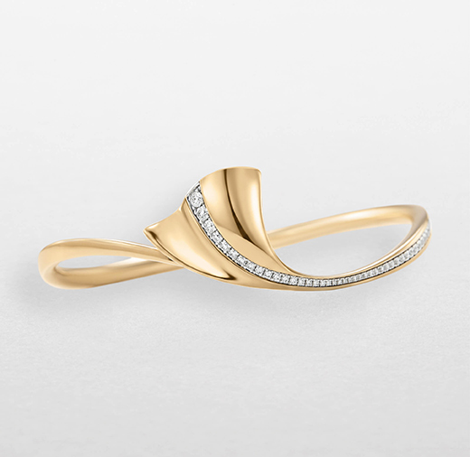 Bracciale rigido Ginkgo da donna in oro rosa e oro bianco con diamanti taglio brillante – Giorgio Visconti
