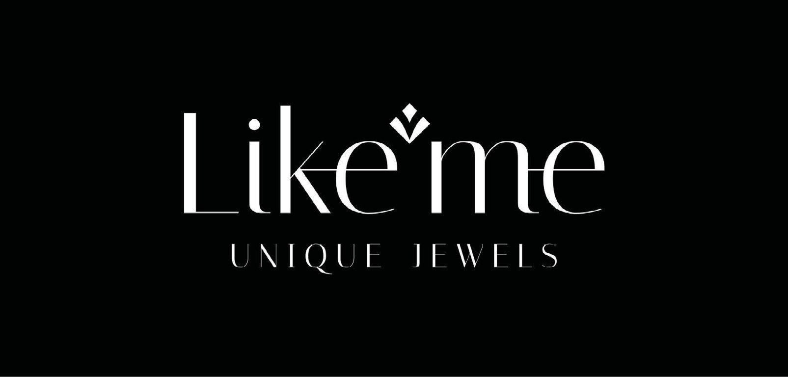 Logo Like Me Unique Jewels di Giorgio Visconti in bianco su sfondo nero